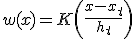 w(x)=K\left(\frac{x-x_t}{h_t}\right)